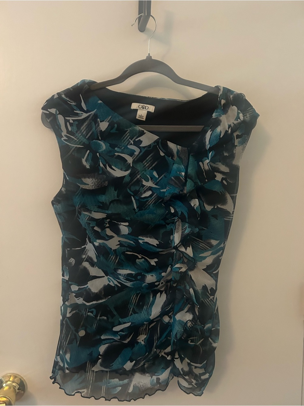 Cato Teal, Black & White Floral Midi Dress